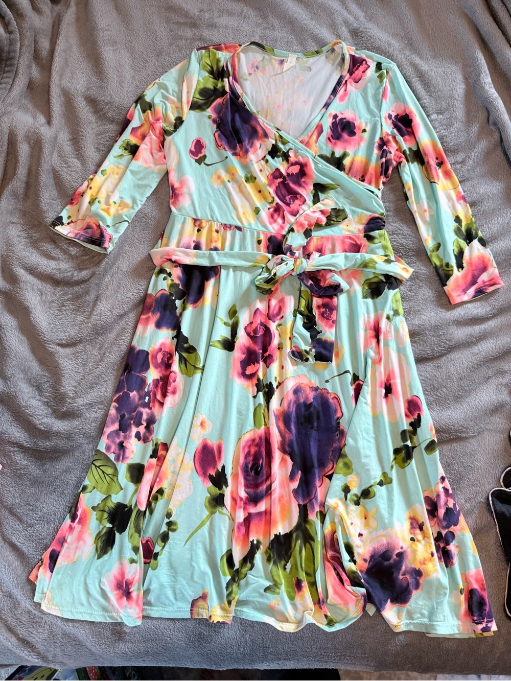 Pinkblush Maternity Mint Floral Wrap Midi Dress